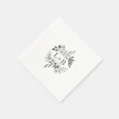 Elegantes Blumenblatt Couple Monogram Wedding Serviette (Ecke)