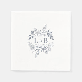 Elegantes Blumenblatt Couple Monogram Wedding Serviette