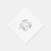 Elegantes Blumenblatt Couple Monogram Wedding Serviette (Ecke)