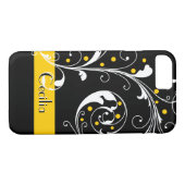 Elegantes Blumenblatt schwarz, gelb geblüht Case-Mate iPhone Hülle (Rückseite (Horizontal))