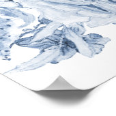 Elegantes Blumenblau Weißes Begrüßungs-Brautparty Poster (Ecke)