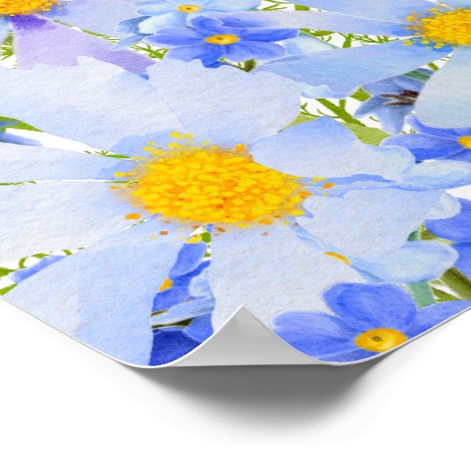 Elegantes Blumenblauer Hochzeitssattel 12 Poster (Ecke)