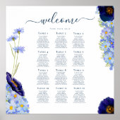 Elegantes Blumenblauer Hochzeitssattel 12 Poster (Vorne)