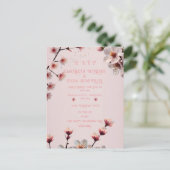 Elegantes Blumenblossom Hochzeitsempfehlung Design Postkarte (Stehend Vorderseite)