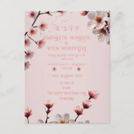 Elegantes Blumenblossom Hochzeitsempfehlung Design Postkarte
