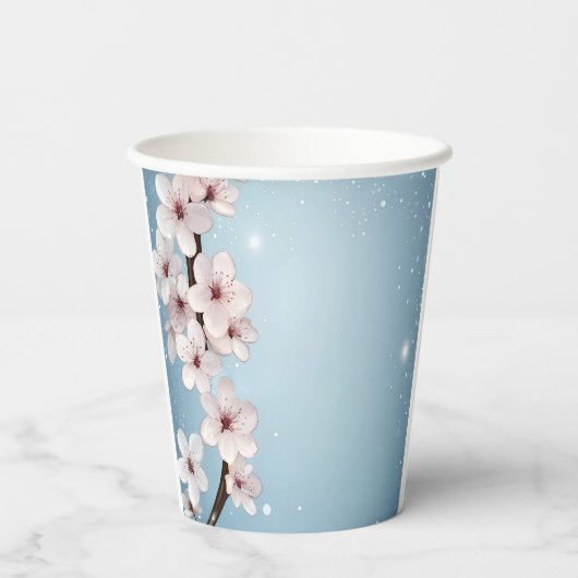 Elegantes Blumenblossom Hochzeitsplanung Pappbecher (Rückseite)