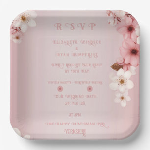 Elegantes Blumenblossom Hochzeitsplanung Pappteller
