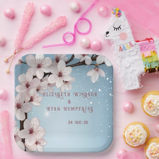 Elegantes Blumenblossom Hochzeitsplanung Pappteller (Party)