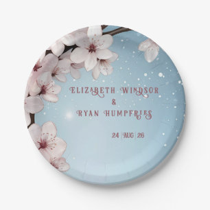 Elegantes Blumenblossom Hochzeitsplanung Pappteller