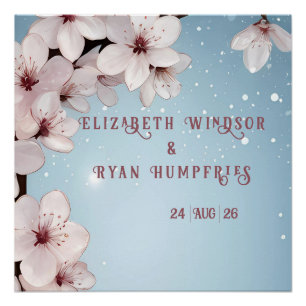 Elegantes Blumenblossom Hochzeitsplanung Poster
