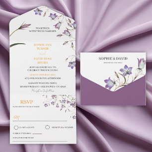 Elegantes Blumenblume Siegel und Hochzeit senden All In One Einladung