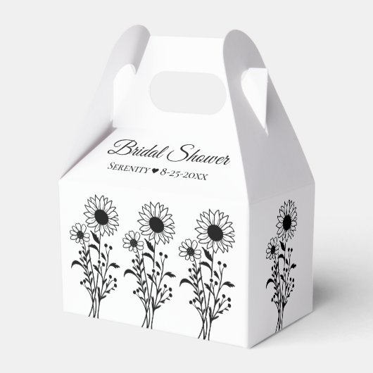 Elegantes Blumenblumen Schwarz-weißes Brautparty Geschenkschachtel (Vorderseite)