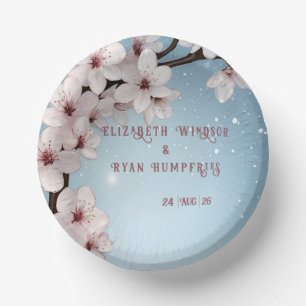 Elegantes Blumenblüten-Hochzeitseinladungsdesign Pappteller