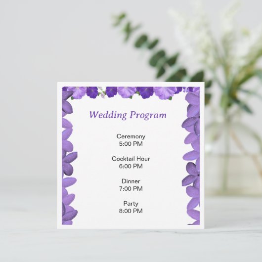 Elegantes Blumenbogen-Hochzeitsprogramm | Acryl  Programm (Stehend Vorderseite)