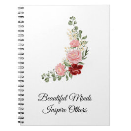 Elegantes Blumenbouquet mit inspirierendem Zitat Notizblock