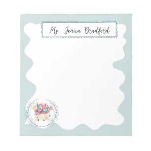 Elegantes BlumenBouquet mit Namen Notizblock