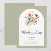 Elegantes Blumenbouquet Muttertags-Brunch Einladung (Vorne/Hinten)