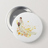 Elegantes Blumenbräu Romantisches Hochzeitsdesign Button (Vorne & Hinten)