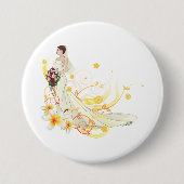 Elegantes Blumenbräu Romantisches Hochzeitsdesign Button (Vorderseite)