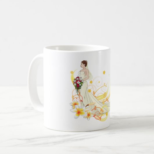 Elegantes Blumenbräu Romantisches Hochzeitsdesign Kaffeetasse (Vorderseite Links)