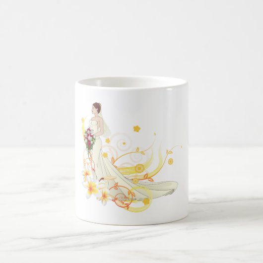 Elegantes Blumenbräu Romantisches Hochzeitsdesign Kaffeetasse (Mittel)