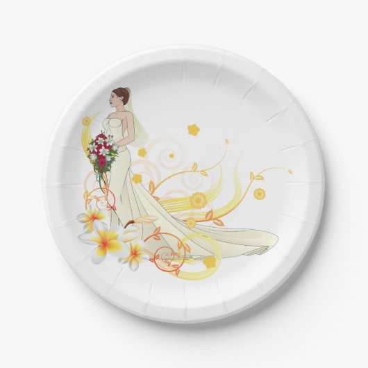 Elegantes Blumenbräu Romantisches Hochzeitsdesign Pappteller (Vorderseite)