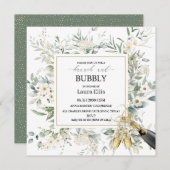 Elegantes Blumenbrunch und Bläschen in Wildblume Einladung (Vorne/Hinten)