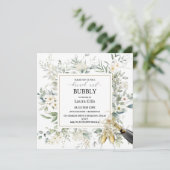 Elegantes Blumenbrunch und Bläschen in Wildblume Einladung (Stehend Vorderseite)