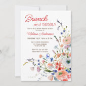 Elegantes Blumenbrunch und Bubbly Brautparty Einladung (Vorderseite)