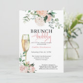 Elegantes Blumenbrunch und Bubbly Brautparty Einladung (Stehend Vorderseite)