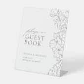 Elegantes Blumenbuch Grünen Hochzeitshauptbuch Sockelschild (Vorderseite)