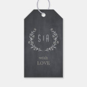 Elegantes Blumenchalkboard rustikales Hochzeitsmon Geschenkanhänger (Vorderseite)