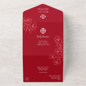 Elegantes Blumenchinesisch in einer Hochzeitsreise All In One Einladung (Außenbereich)