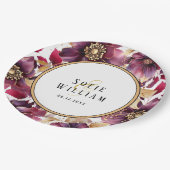 Elegantes Blumendatum Pappteller (Schrägansicht)