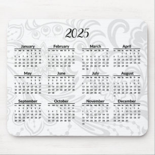 Elegantes Blumendesign 2025 Kalendermousepad Mousepad