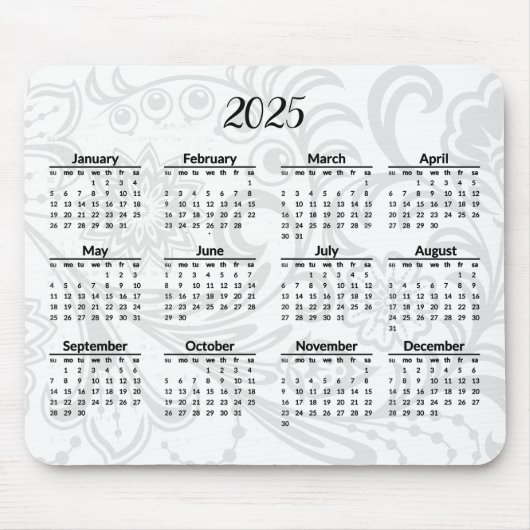 Elegantes Blumendesign 2025 Kalendermousepad Mousepad (Vorne)