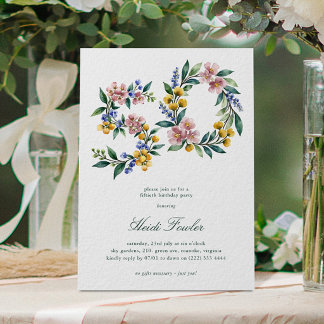 Elegantes Blumendesign 50' Botanisch 50. Geburtsta Einladung