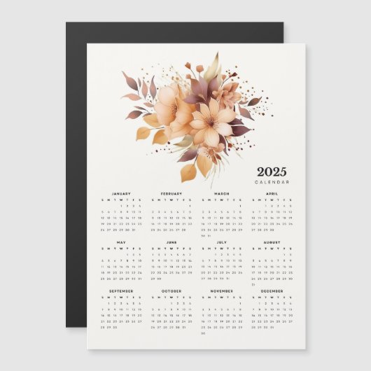 Elegantes Blumendesign Beige Blume Magnet-Kalender Magnetkarte (Vorne/Hinten)