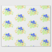 Elegantes Blumendesign Blau-Gelb Geschenkpapier (Flach)