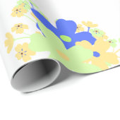 Elegantes Blumendesign Blau-Gelb Geschenkpapier (Rolleneckpunkt)