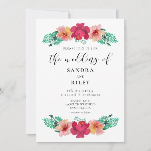 Elegantes Blumendesign Einladung (Vorderseite)