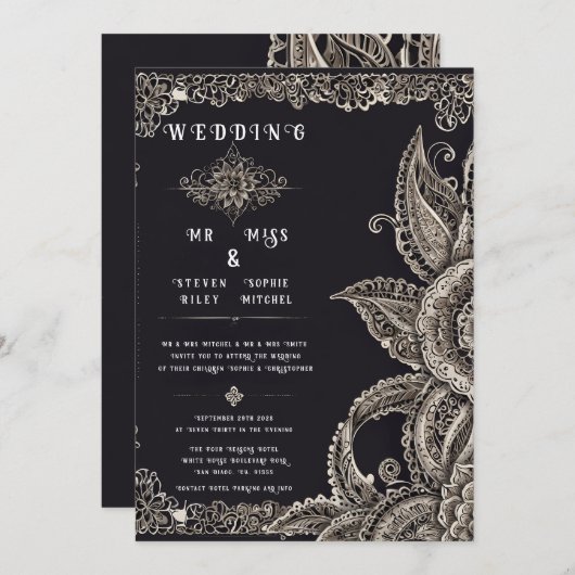 Elegantes Blumendesign - Einladung (Vorne/Hinten)