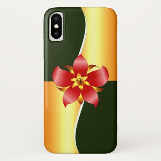 Elegantes Blumendesign in Grün und Gold Case-Mate iPhone Hülle (Rückseite)