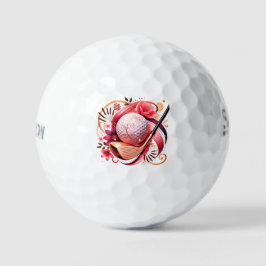 Elegantes Blumendesign in Rosa und Gold Golfball