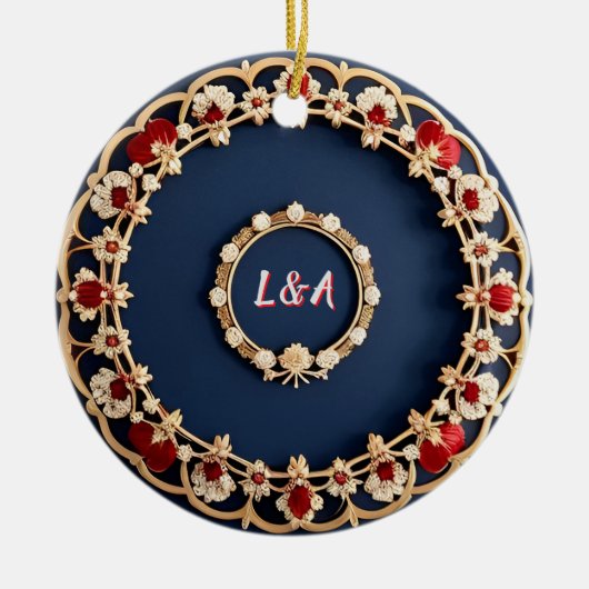 Elegantes Blumendesign Keramik Ornament (Vorne)