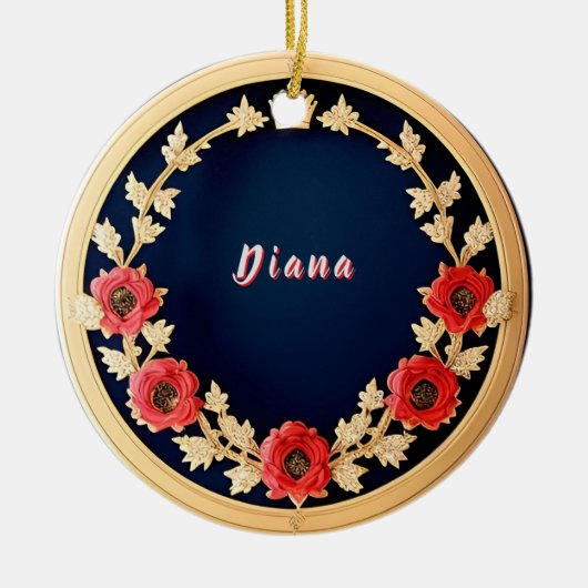 Elegantes Blumendesign Keramik Ornament (Vorne)