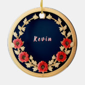 Elegantes Blumendesign Keramik Ornament (Hinten)