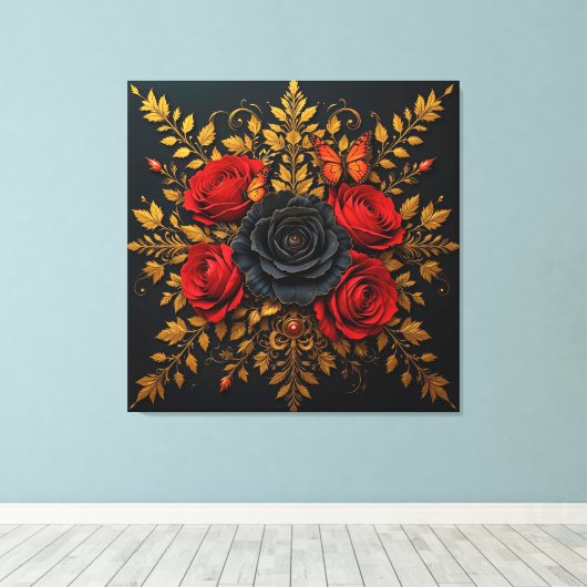 Elegantes Blumendesign Leinwanddruck (Insitu (Holzboden))