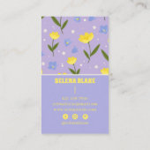 Elegantes Blumendesign - Lila & gelb Thema Visitenkarte (Rückseite)