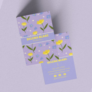 Elegantes Blumendesign - Lila & gelb Thema Visitenkarte